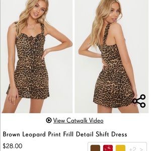 Brown leopard print frill dress